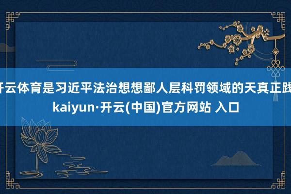开云体育是习近平法治想想鄙人层科罚领域的天真正践-kaiyun·开云(中国)官方网站 入口