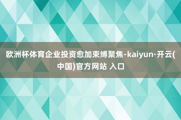 欧洲杯体育企业投资愈加束缚聚焦-kaiyun·开云(中国)官方网站 入口
